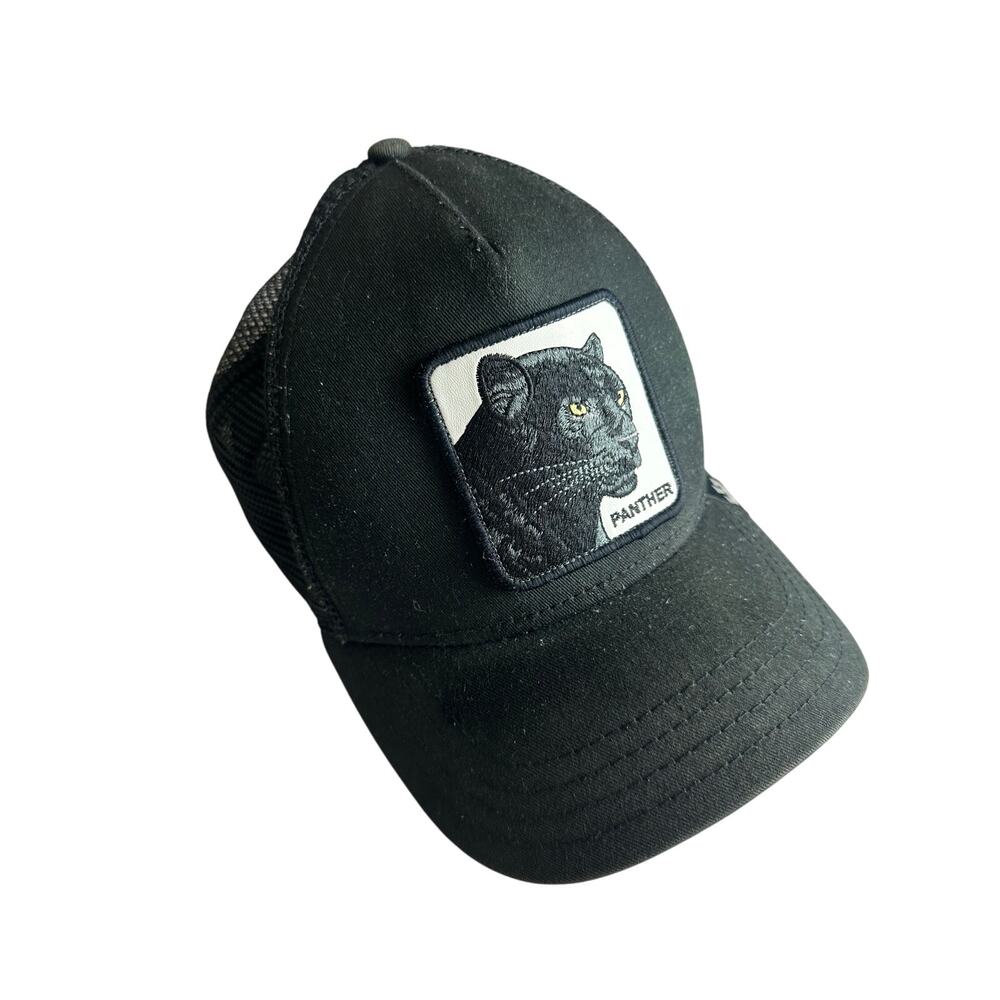 Goorin Brothers black trucker PANTHER Patch Faded Mesh Snapback Hat Cap